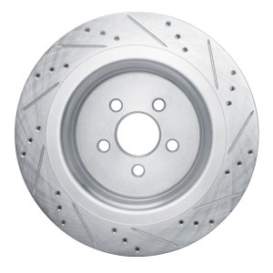 Ford Edge Brake Rotor (1) - Rear Left - R1 Concepts - Drilled & Slotted - Silver - `19-`24